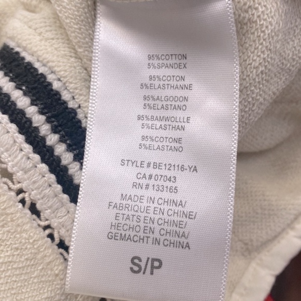 Women’s Anthropologie Eri + Ali Santillana Black & Cream Striped Cropped Top - Picture 8 of 8